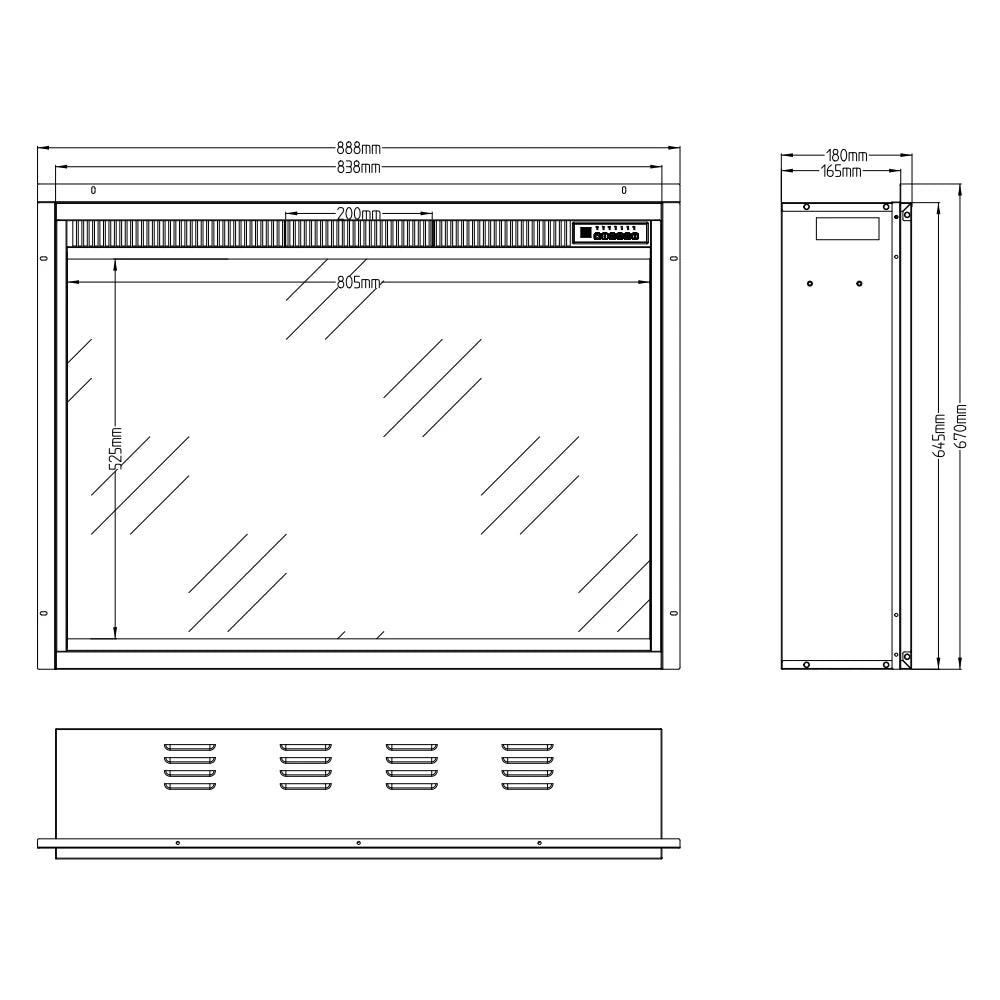 LED Classic elektrischer Einbaukamin- 89cm