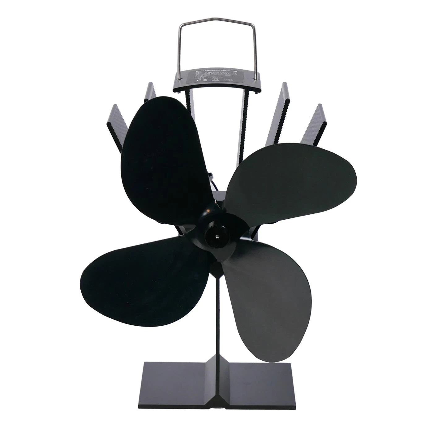 Schwarzer wärmebetriebener Ofenventilator – 4 Flügel | Stahl