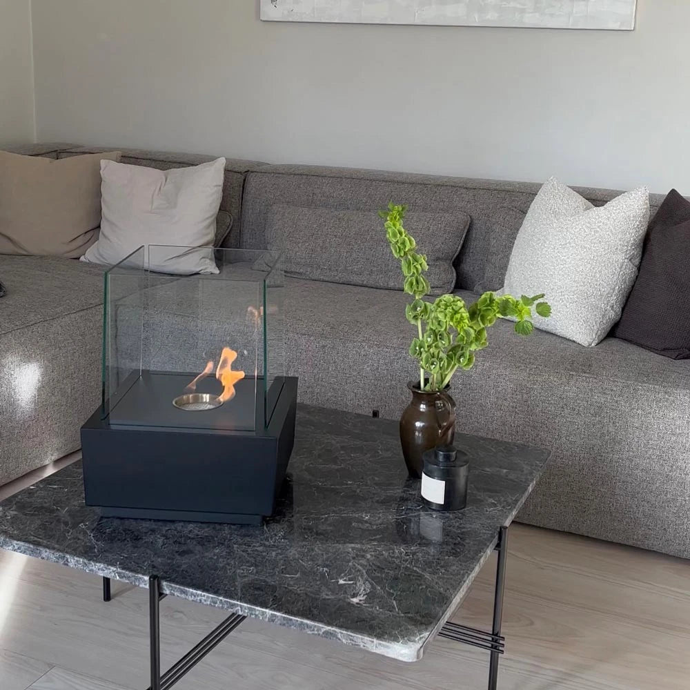 Boden Bio-Kamin mit Glas - Schwarz