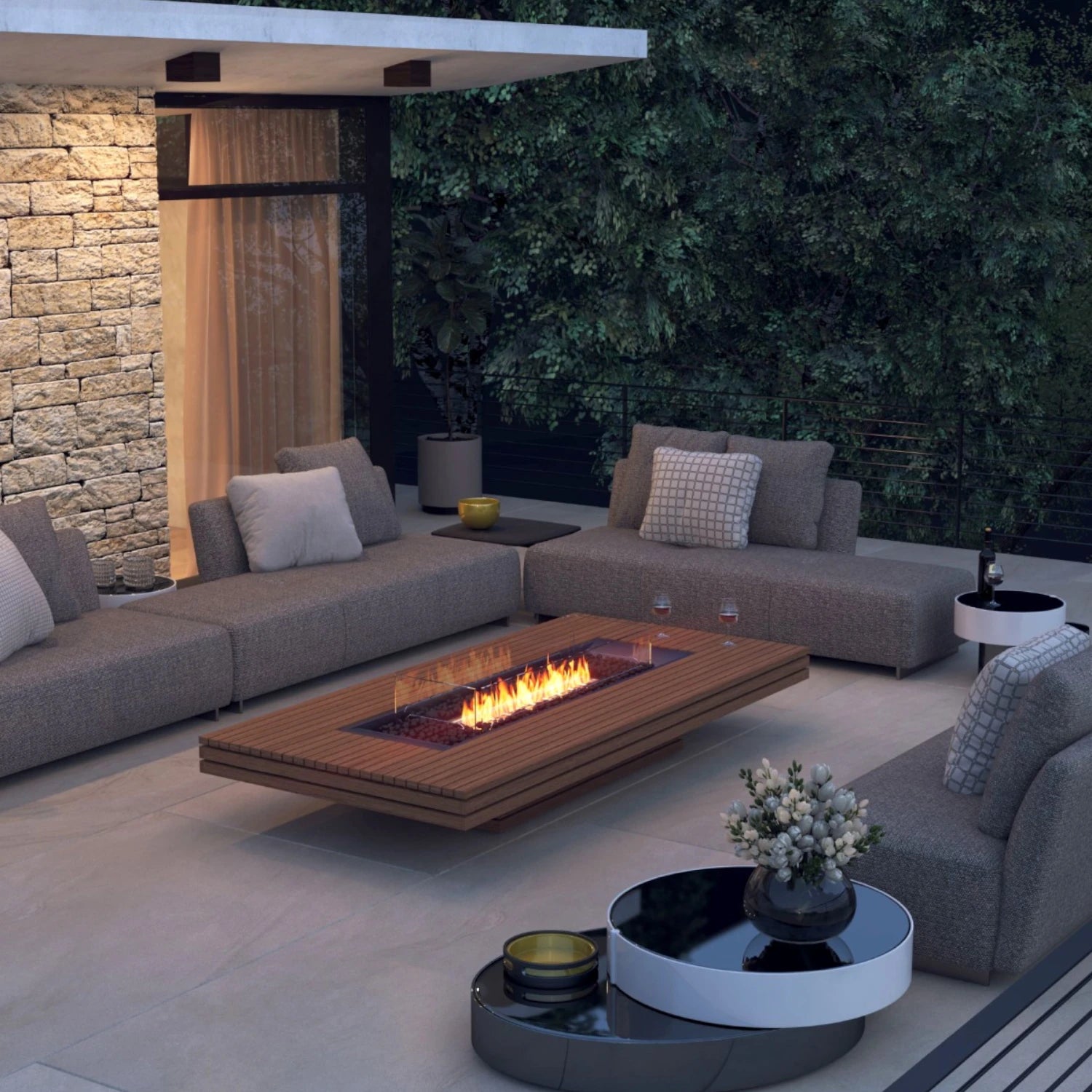 Gin 90 Low – Teak Bioethanol-Feuerstelle
