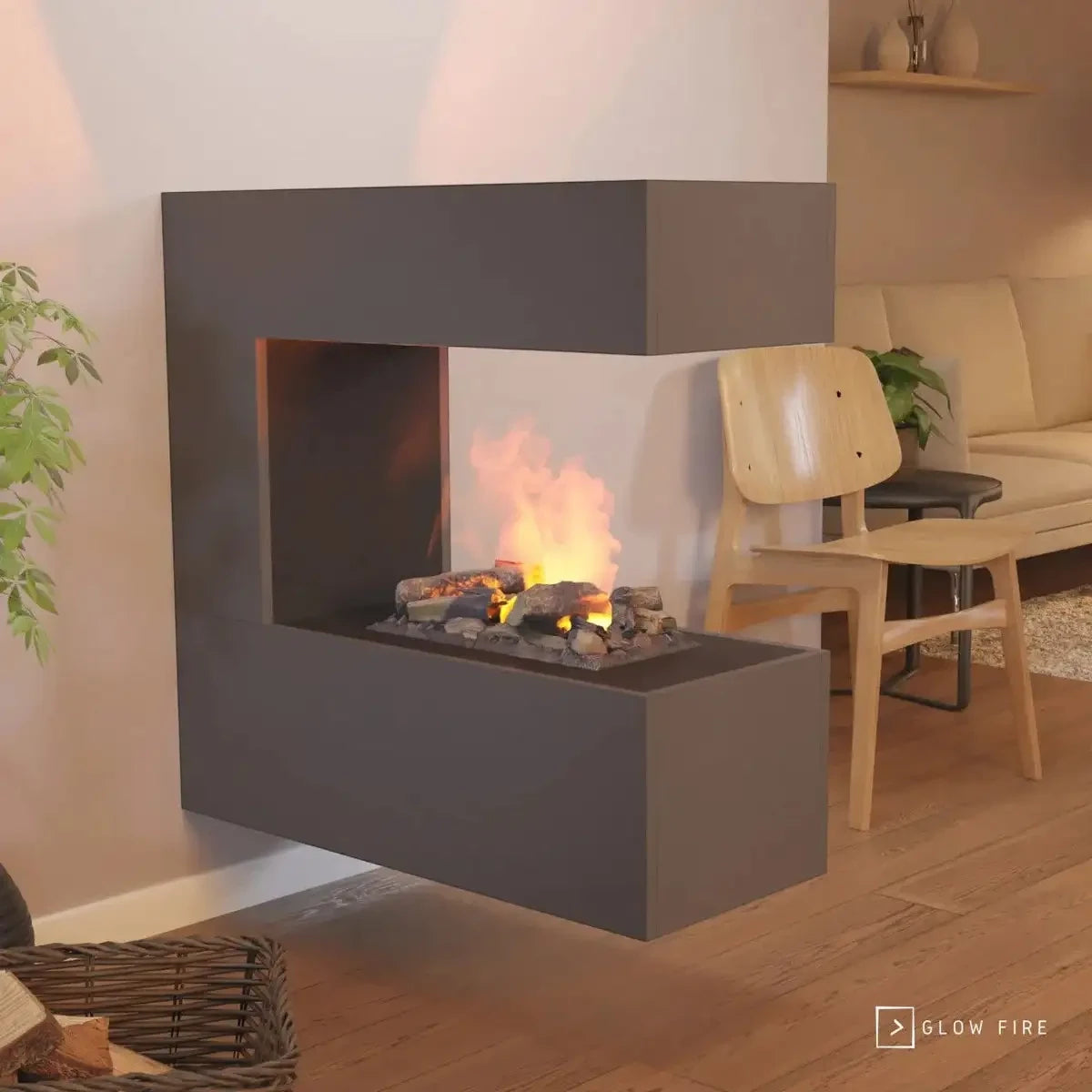 Schiller Wall Grau - OMC 400 | Wandmontierter Wasserdampfkamin