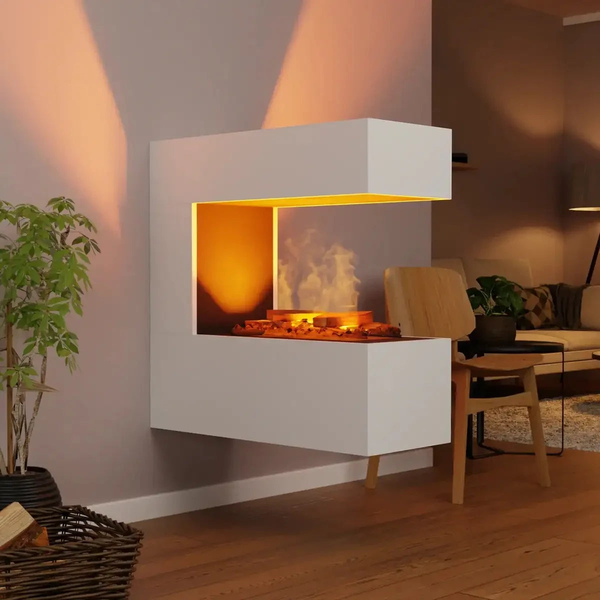 Schiller Vägg Vit - OMC 400 | Väggmonterad Vattenångas Kamin