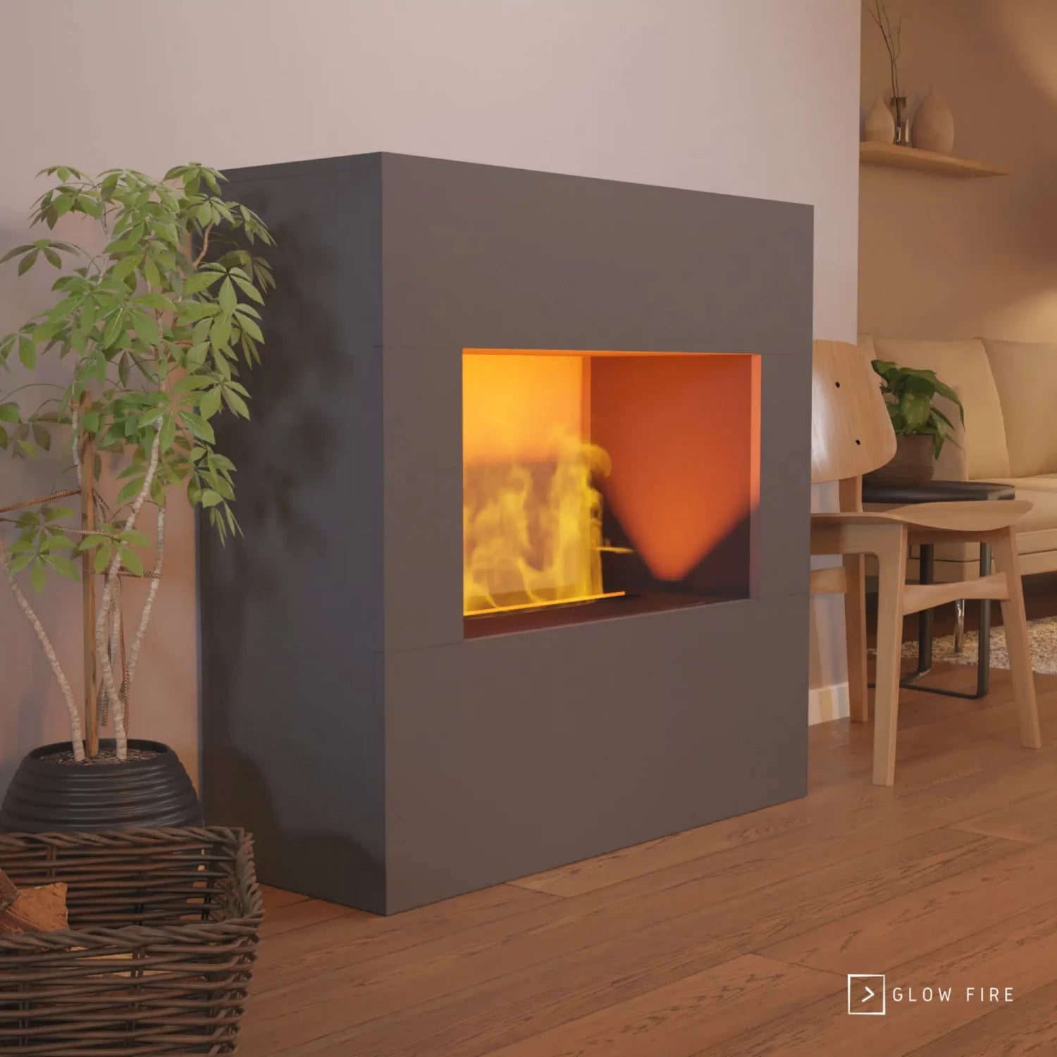 Goethe Grau OMC 600 | Freistehender Wassernebel Kamin