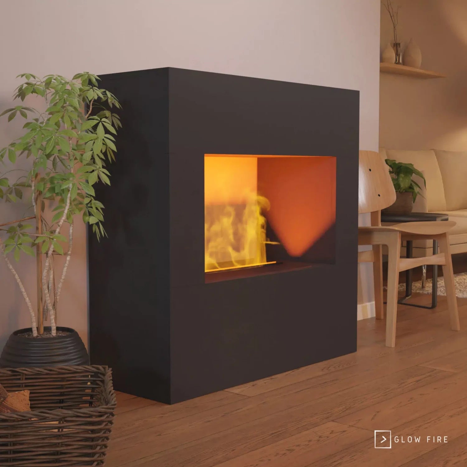 Goethe Schwarz OMC 600 | Freistehender Wasserdampf-Kamin