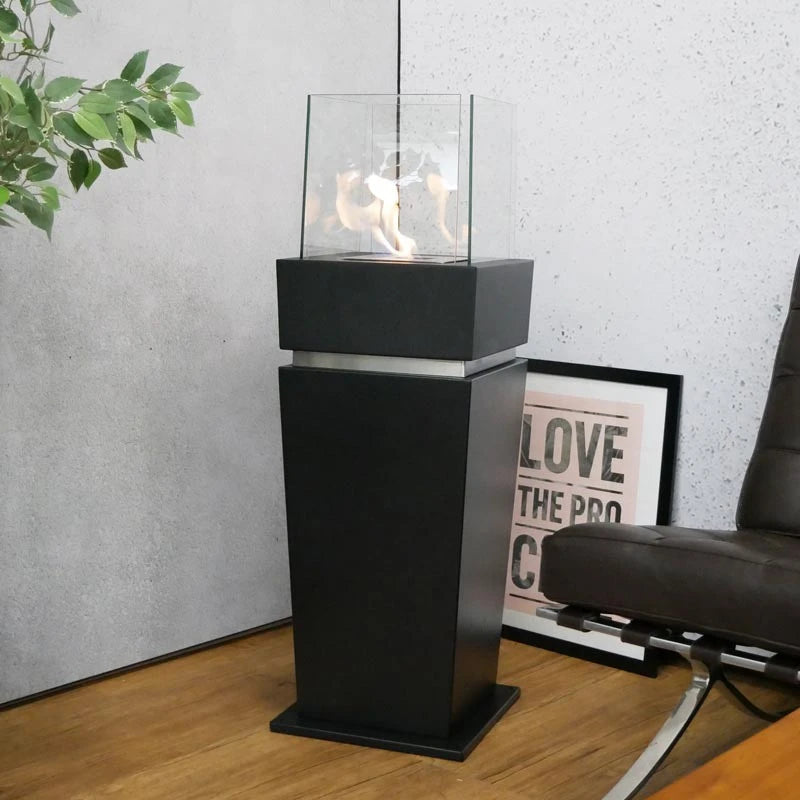 Boden Bio-Kamin mit Glas - Schwarz