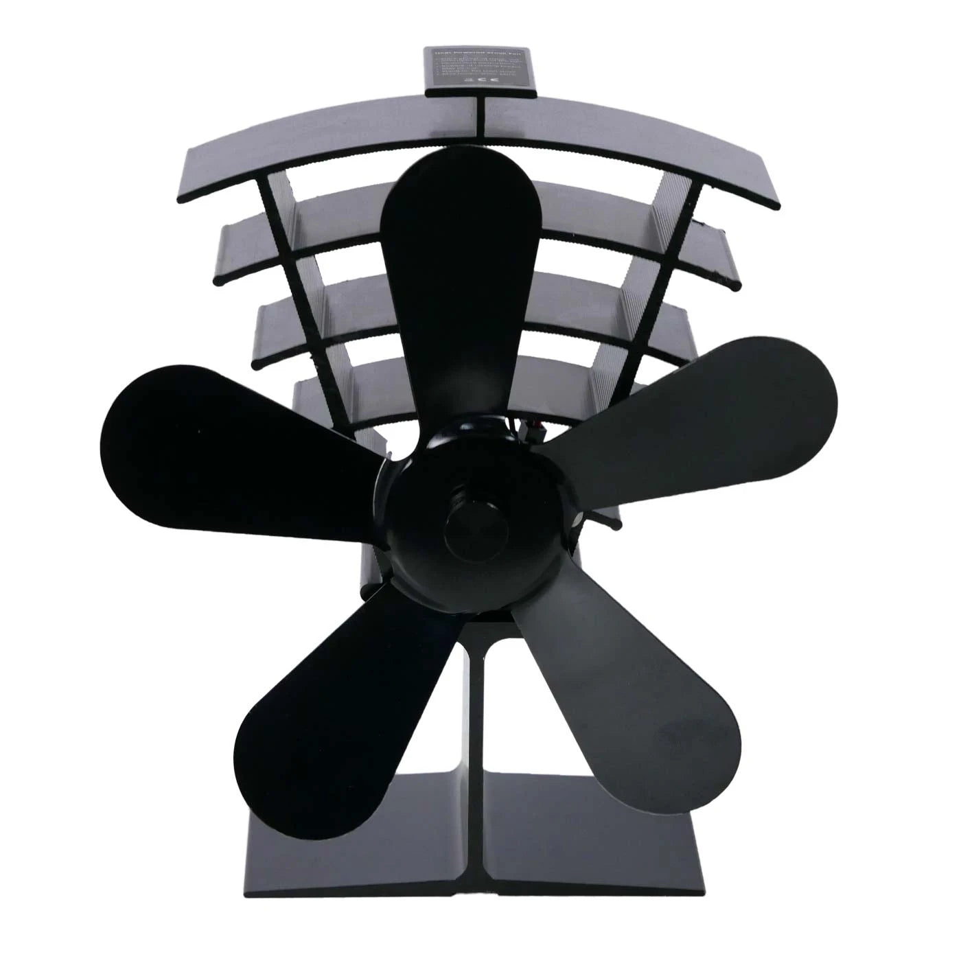 Schwarzer, wärmebetriebener Ofenventilator – 5 Klingen | Stahl