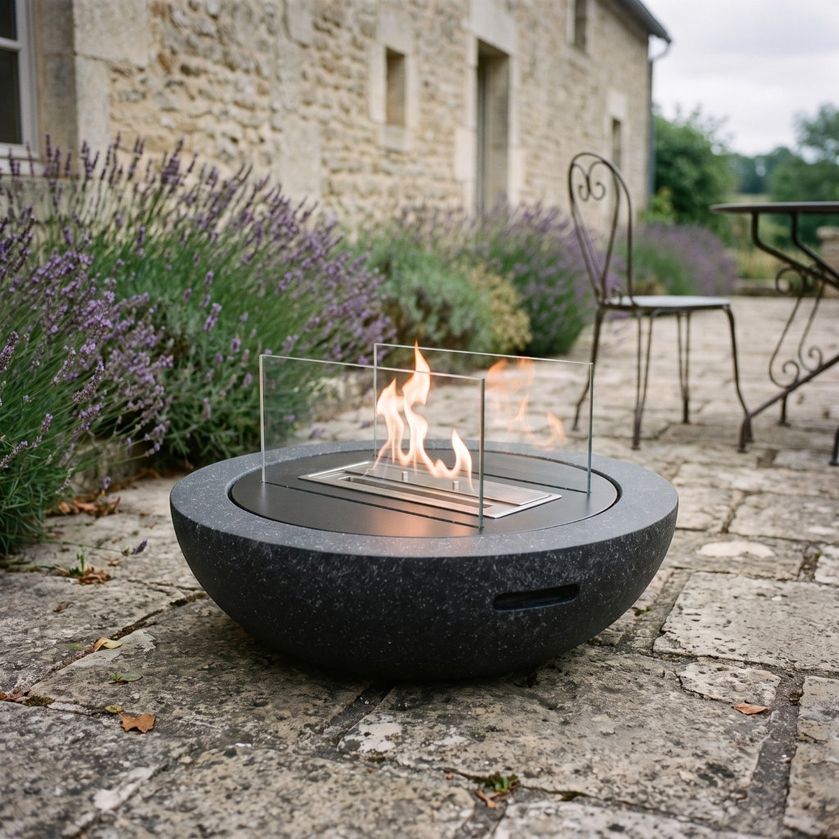 LUMA – Granitschwarz – Outdoor-Bioethanol-Kamin