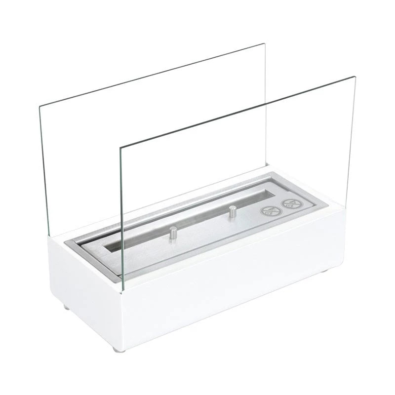 Tischkamin mit Glas - Weiß