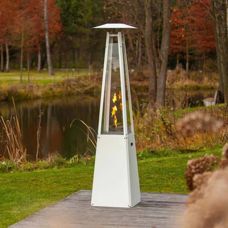 Pyramide Gas-Außenkamin - Weiß