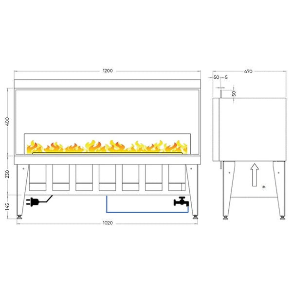 Incanto 1000 Kamineinsatz auf Wasserdampf
