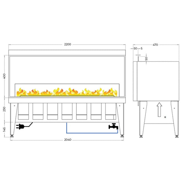 Incanto 2000 Kamineinsatz auf Wasserdampf