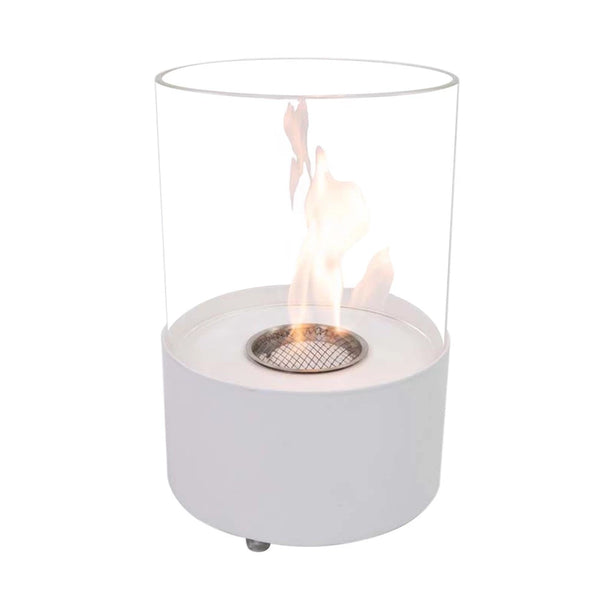 Runder Tisch Kamin - weiß