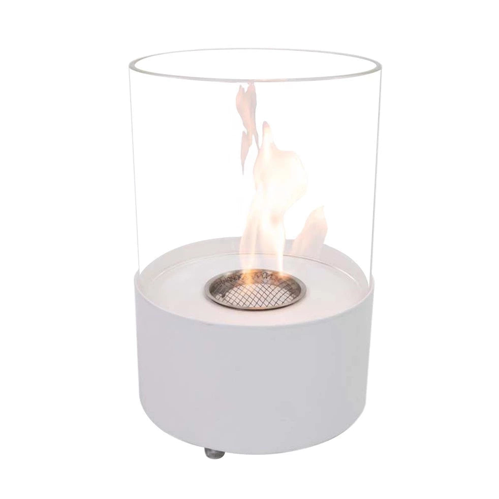 Runder Tisch Kamin - weiß