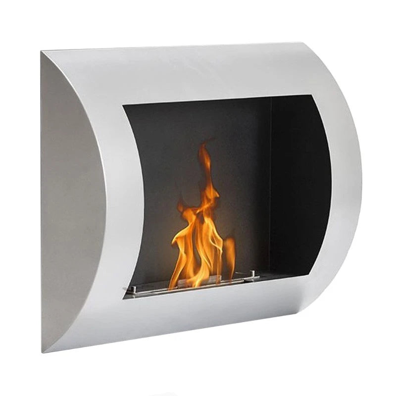 Ocean - Bioethanol-Wandkamin in silber