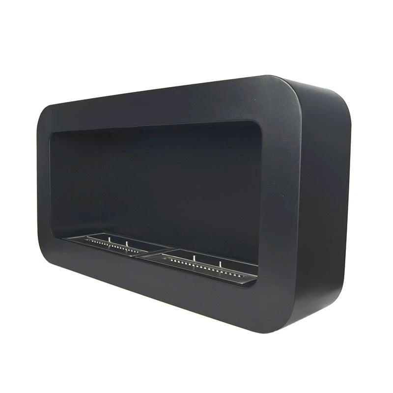 Rectangular Curved Bioethanol Fireplace - Black