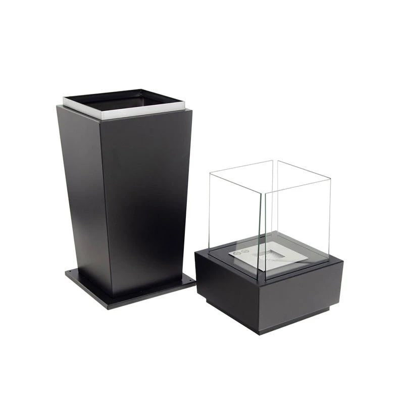 Boden Bio-Kamin mit Glas - Schwarz