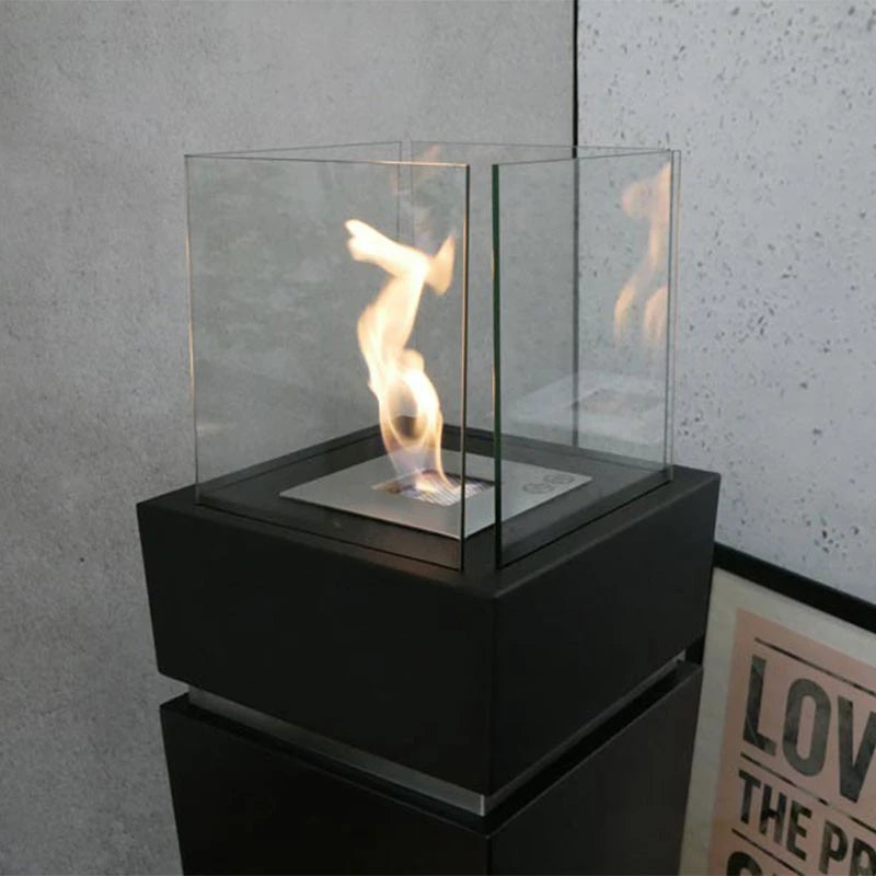 Boden Bio-Kamin mit Glas - Schwarz