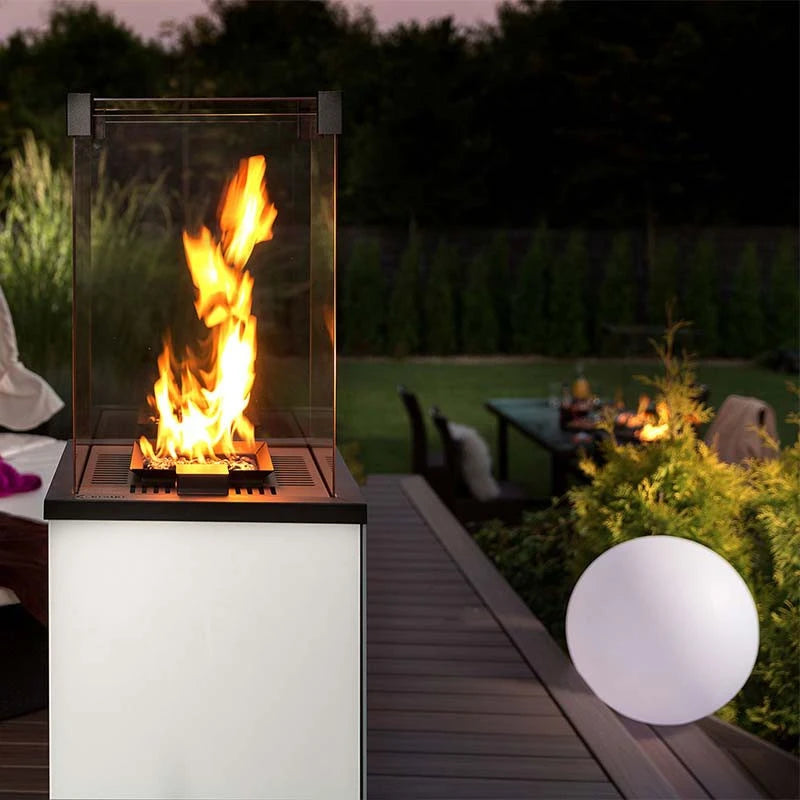 Deluxe Patio Remote Outdoor Gaskamin - Weiß