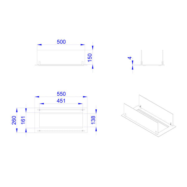 Einbau-Profil für 45 cm Brenner