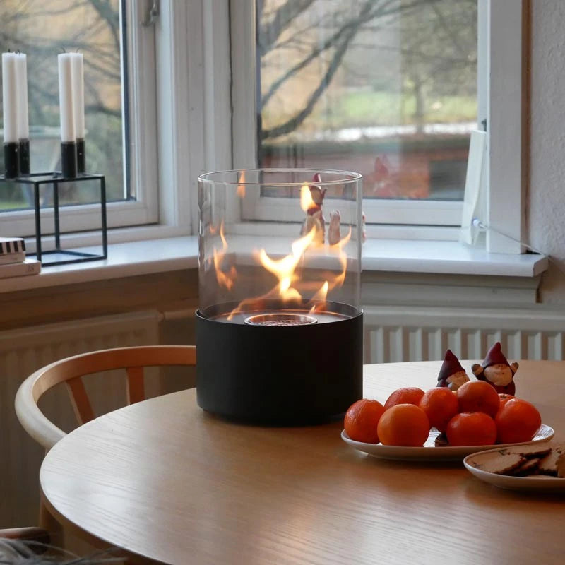 Runder Tisch Bio-Kamin - schwarz