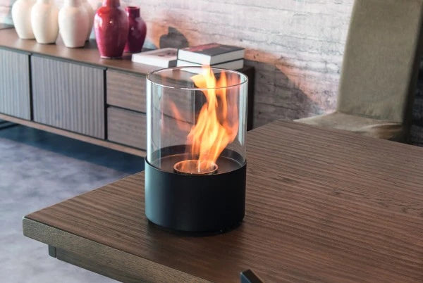 Runder Tisch Bio-Kamin - schwarz