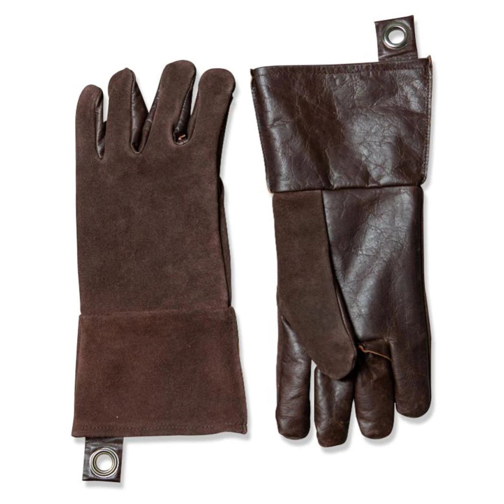 Grillhandschuhe aus dunkelbraunem Leder - 2 Stück.