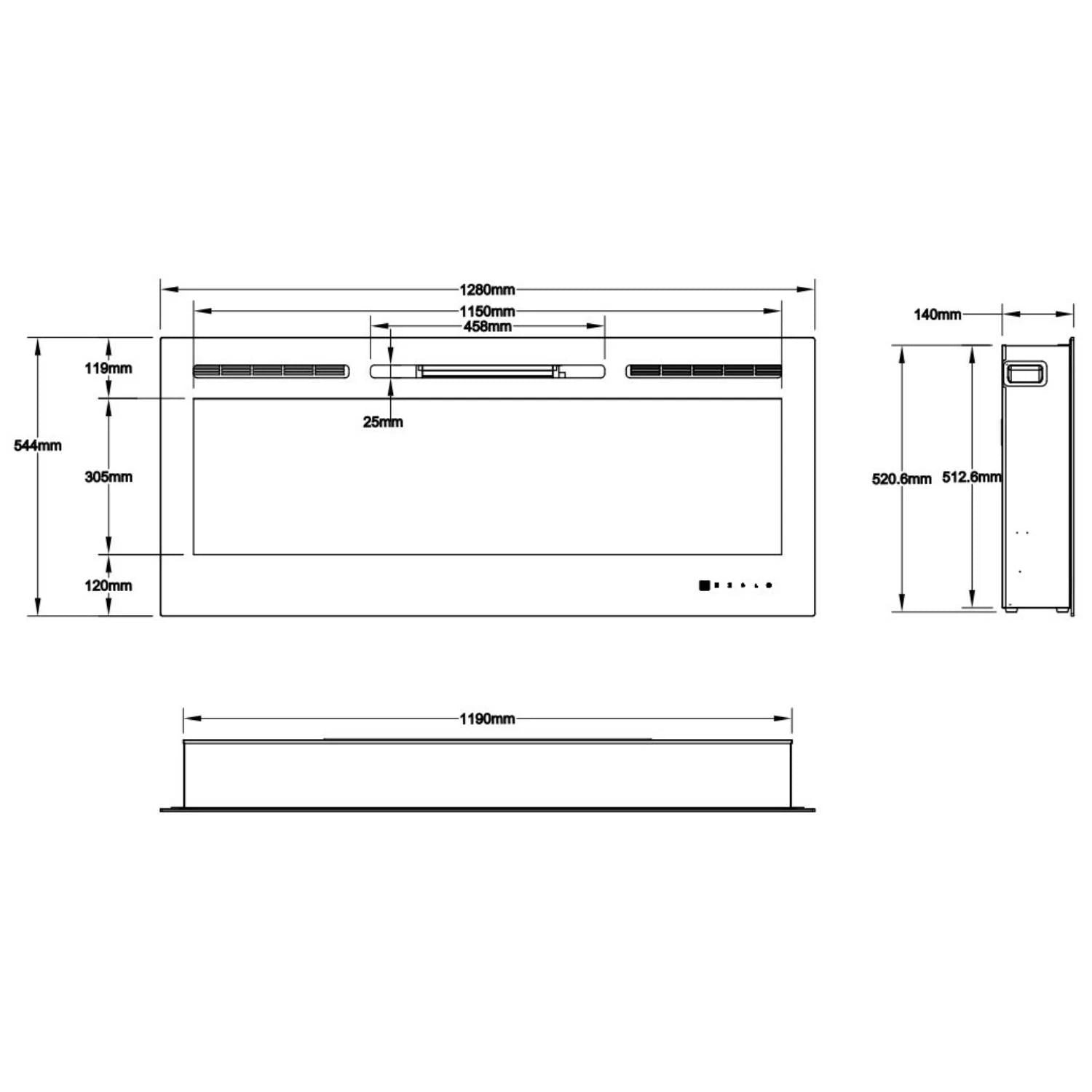 Majestic vægmonteret elektrisk pejs 50" (128 cm)