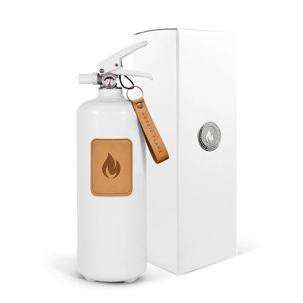 Weißer Feuerlöscher 2 kg - Helles Leder