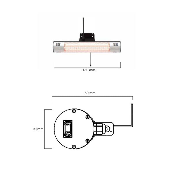 Terrassenheizung Wandmodell 1500W, GT - Schwarz