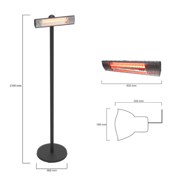 Terrassenheizung Bodenmodell 1500W, GT, schwarz