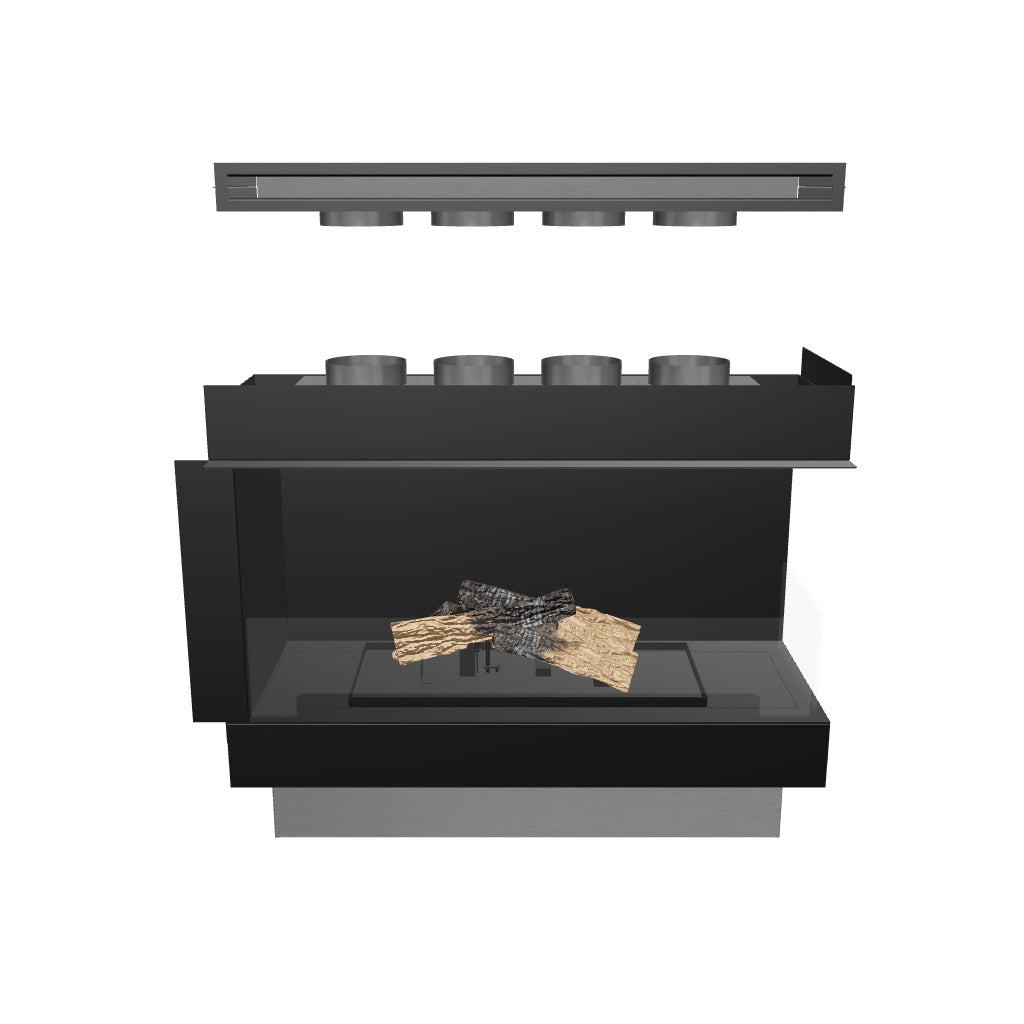 Flogs Box 1000 Ecke rechts (Innenraum-Entlüftung) – Bioethanol-Kamin
