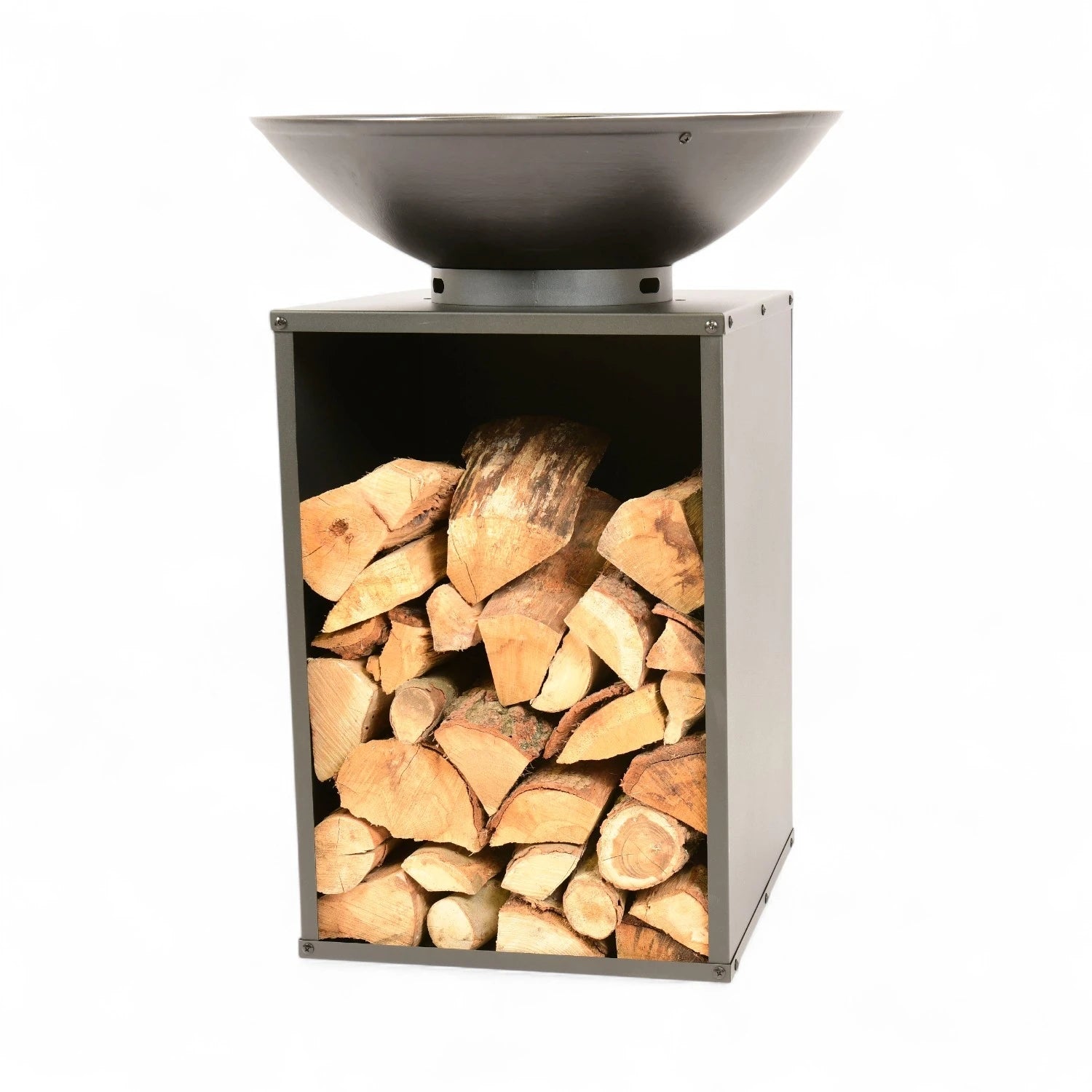 Onyx Feuerschale mit Grill und Holzlager – Ø60