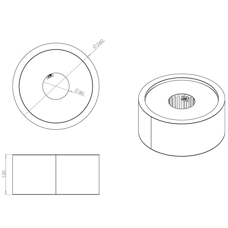 Runder Bioethanol-Kamineinsatz - 35 cm