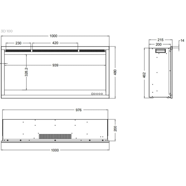 Royal 3D - 100 cm Built-in electric fireplace