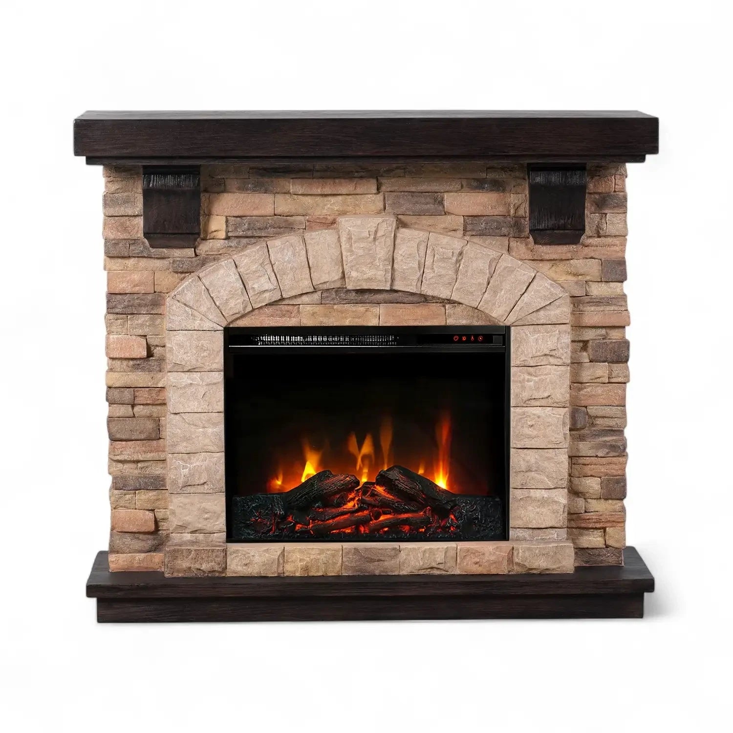 Eira Electric Fireplace – Freestanding Mantel in Classic Stone Design