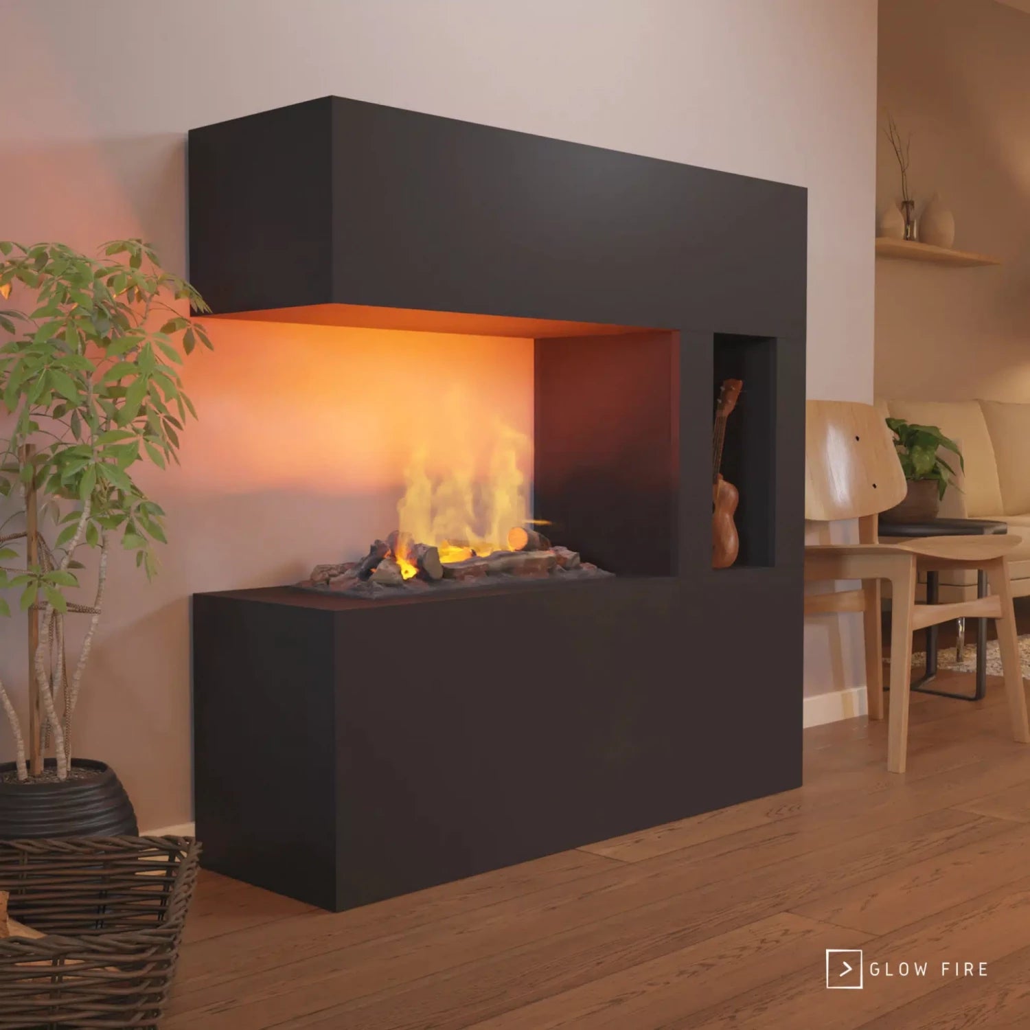 Schiller Lomme Sort - OMC 600 | Fritstående Vanddamp Pejs