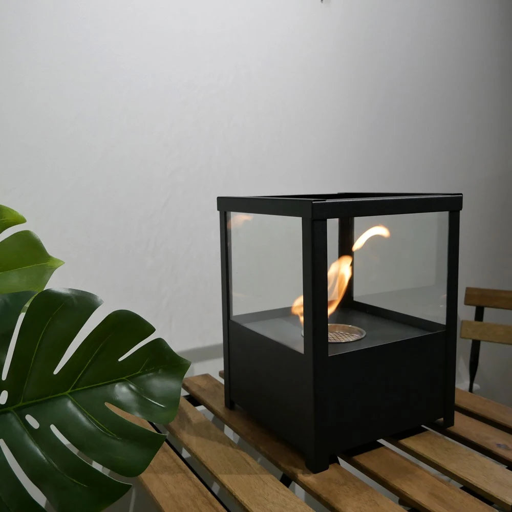 Laternen Bioethanol-Tischkamin - schwarz