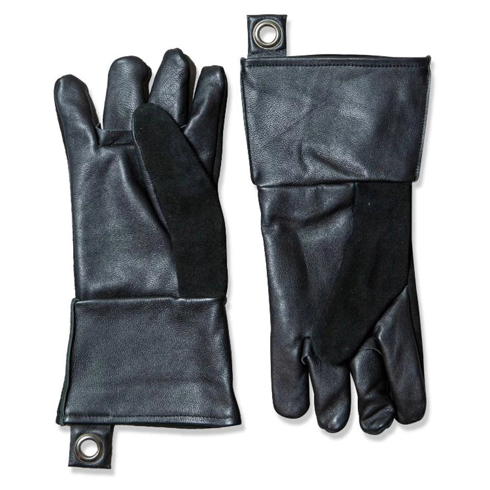 Grillhandschuhe aus schwarzem Leder - 2 Stück.