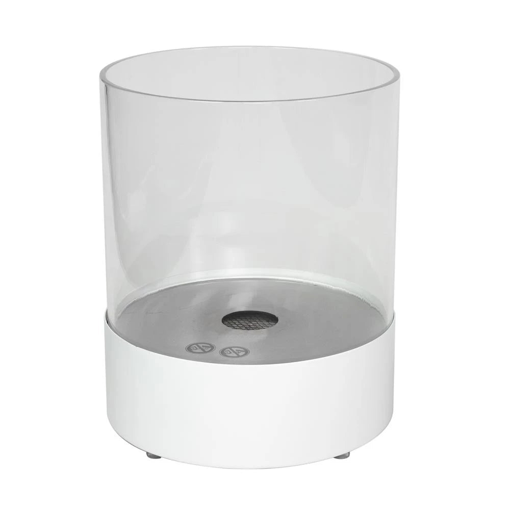 Runder Tisch Kamin mit Glas - weiß