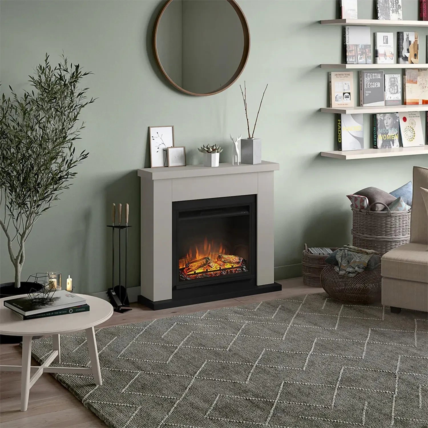 Frode Electric Fireplace - Beige
