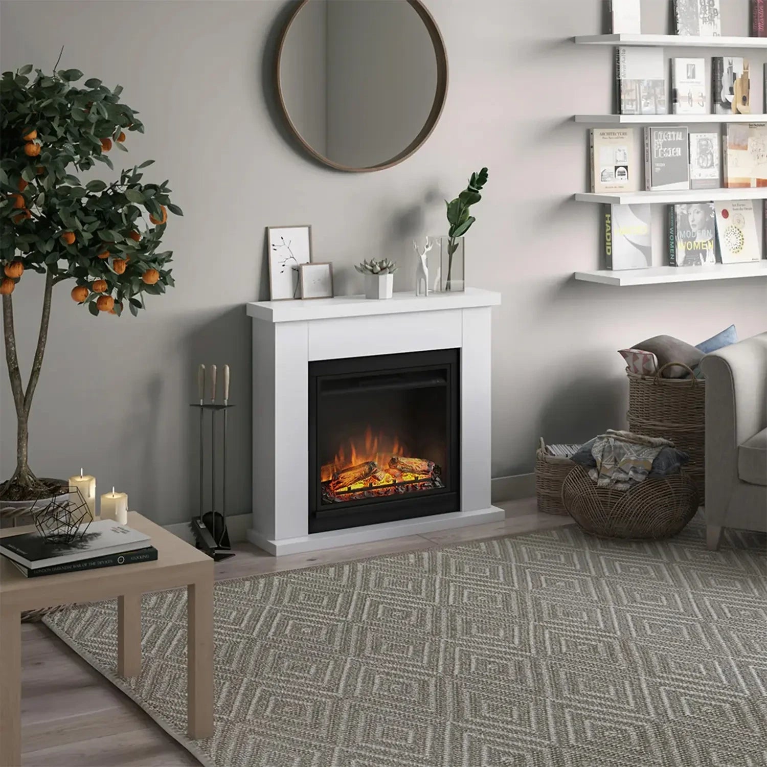 Frode Electric Fireplace - White