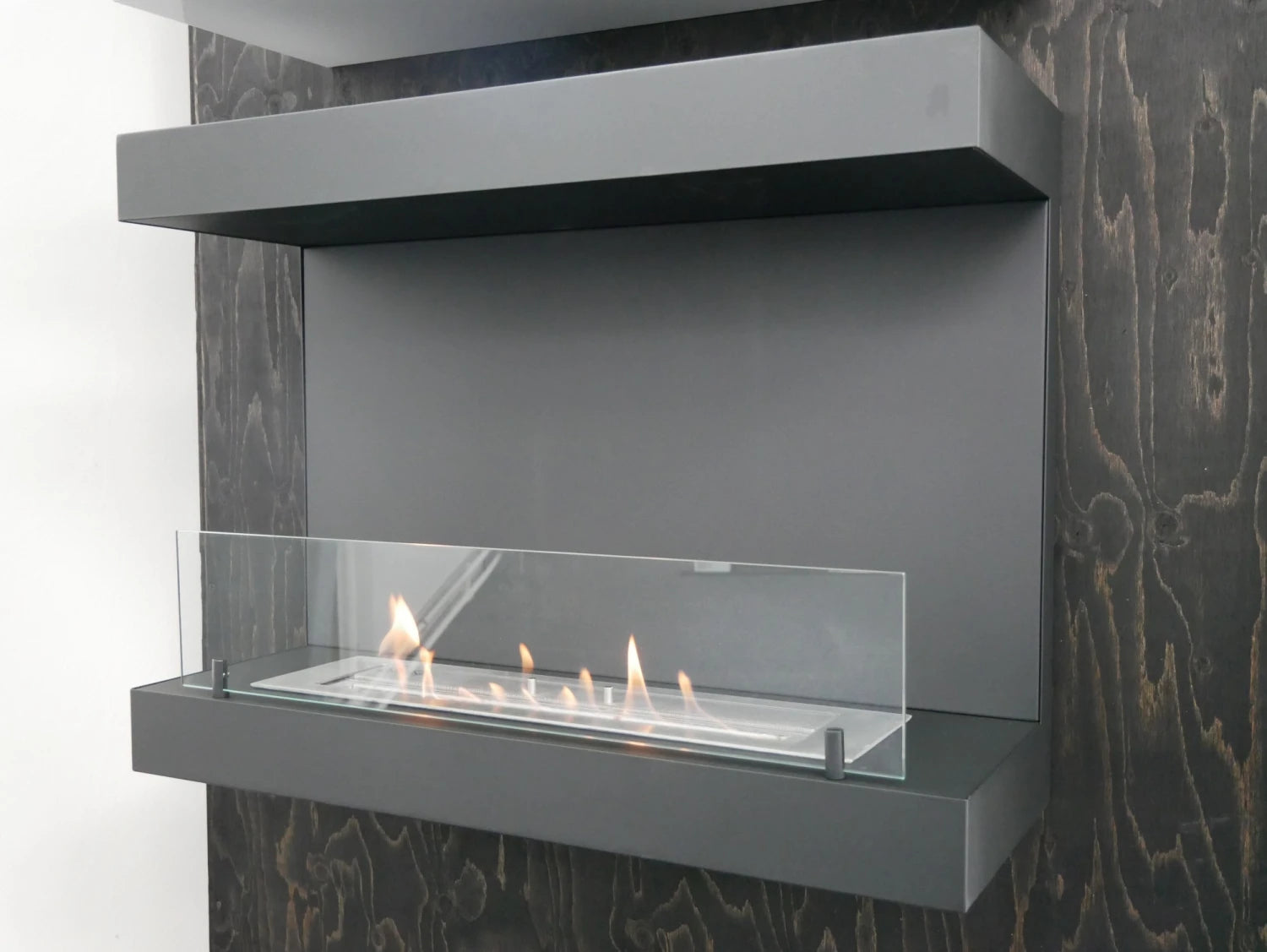 Dakota Schwarz - Dreiseitiger Bioethanol-Wandkamin 80 cm
