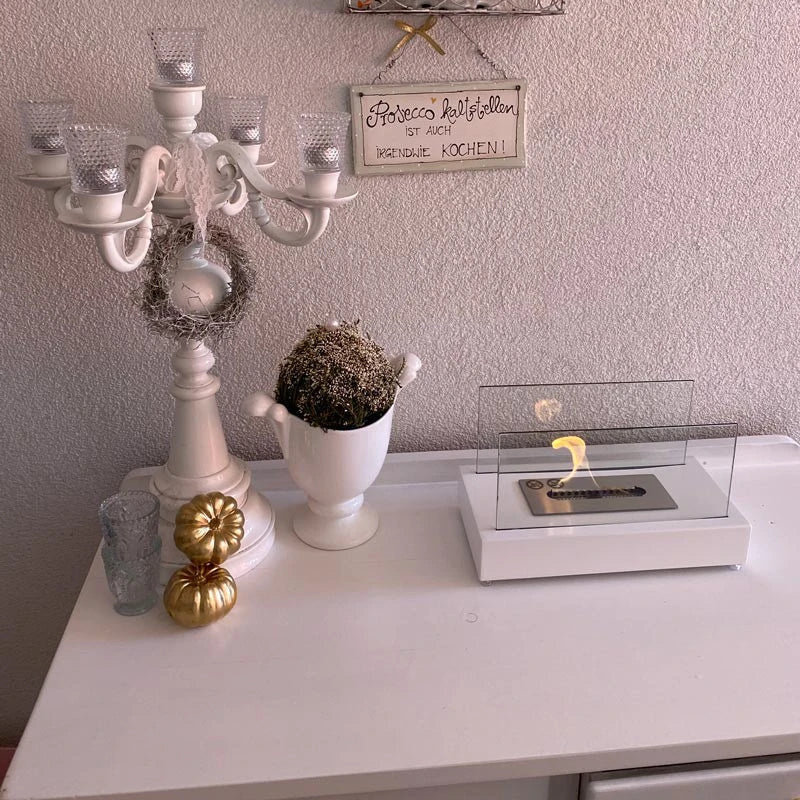 Kleiner Tischkamin - weiß